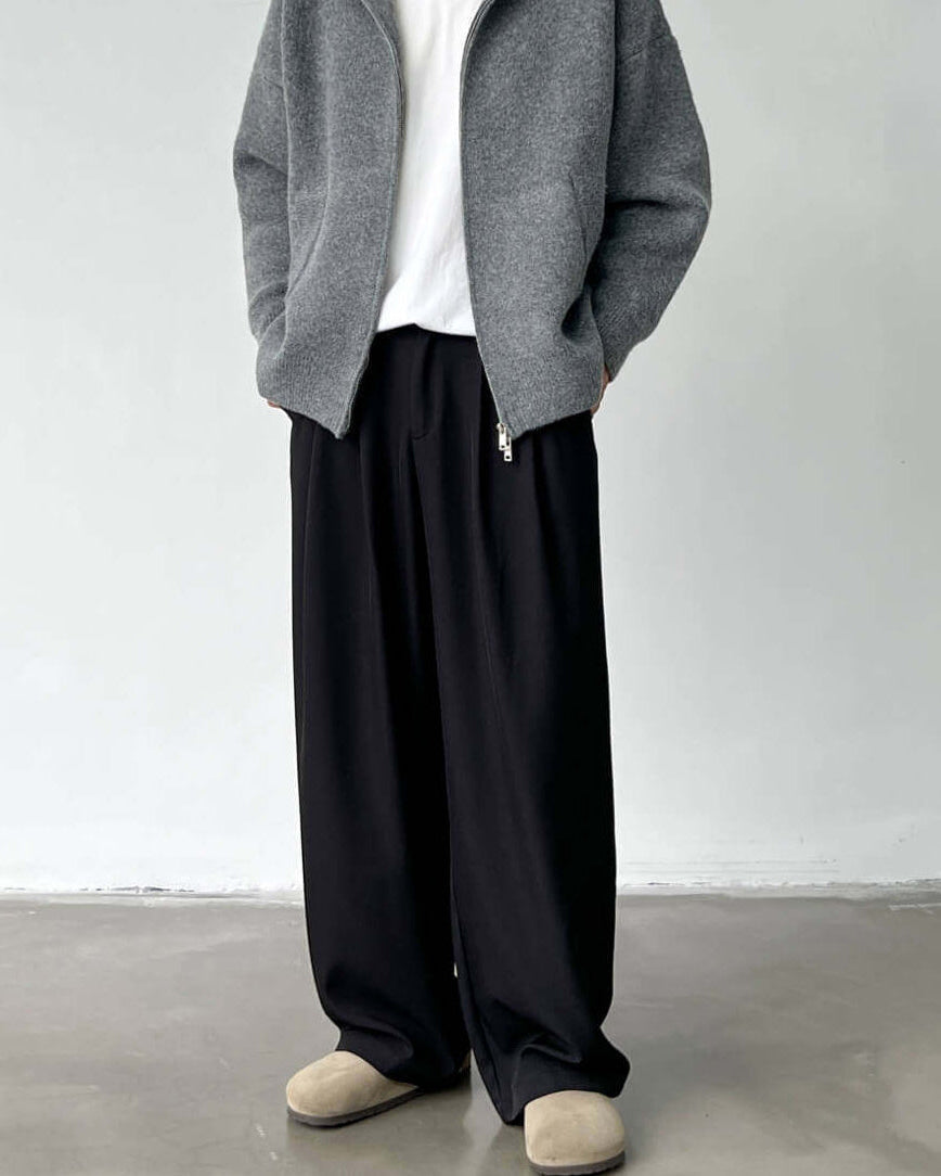 Pantaloni Larghi da uomo con Doppie Pinces in Lino e Lana | Haven Loom