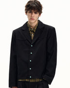 Giubbotto da uomo con Bottoni in Twill di Lana | Haven Loom