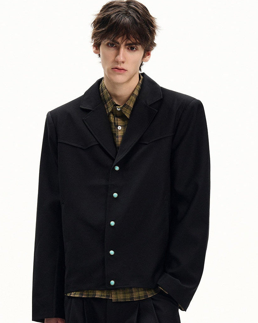 Giubbotto da uomo con Bottoni in Twill di Lana | Haven Loom