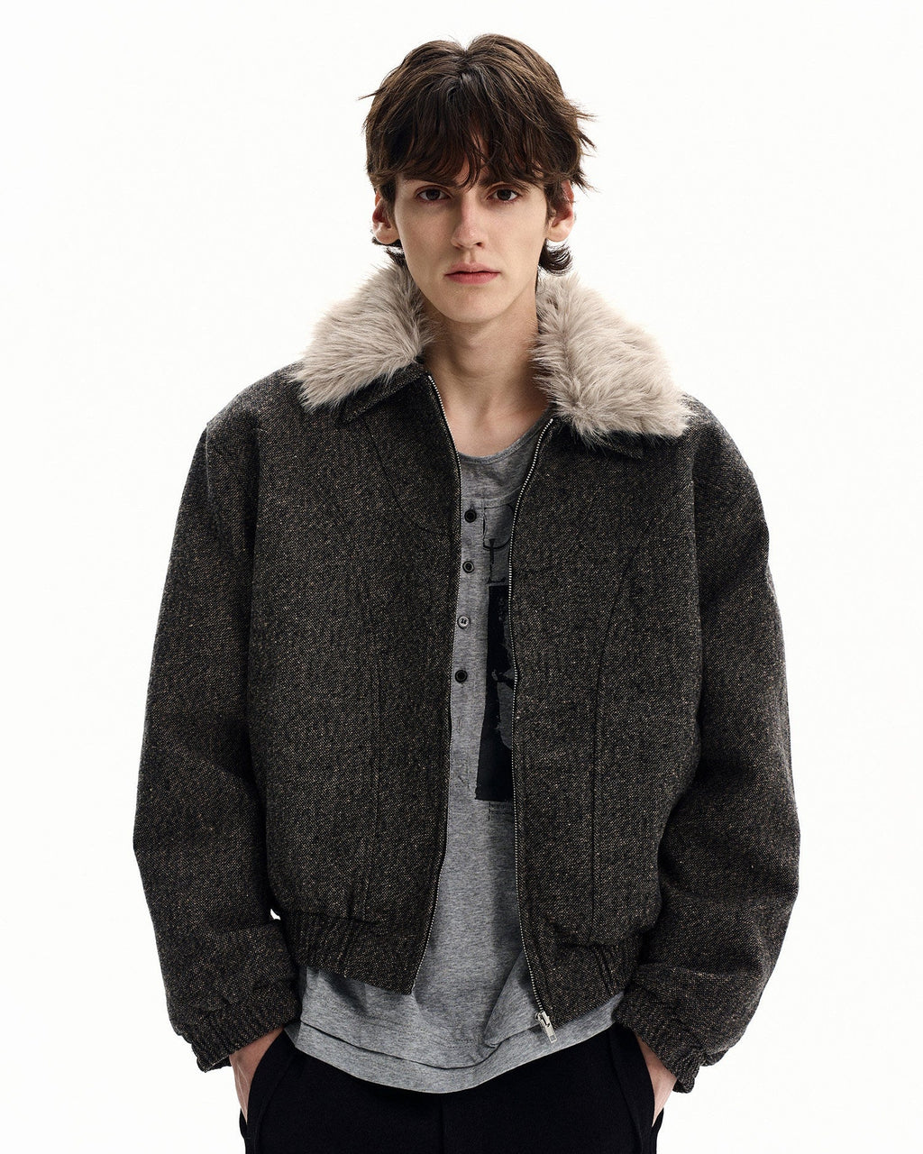 Giubbotto da uomo con Collo in Eco-Pelliccia | Haven Loom