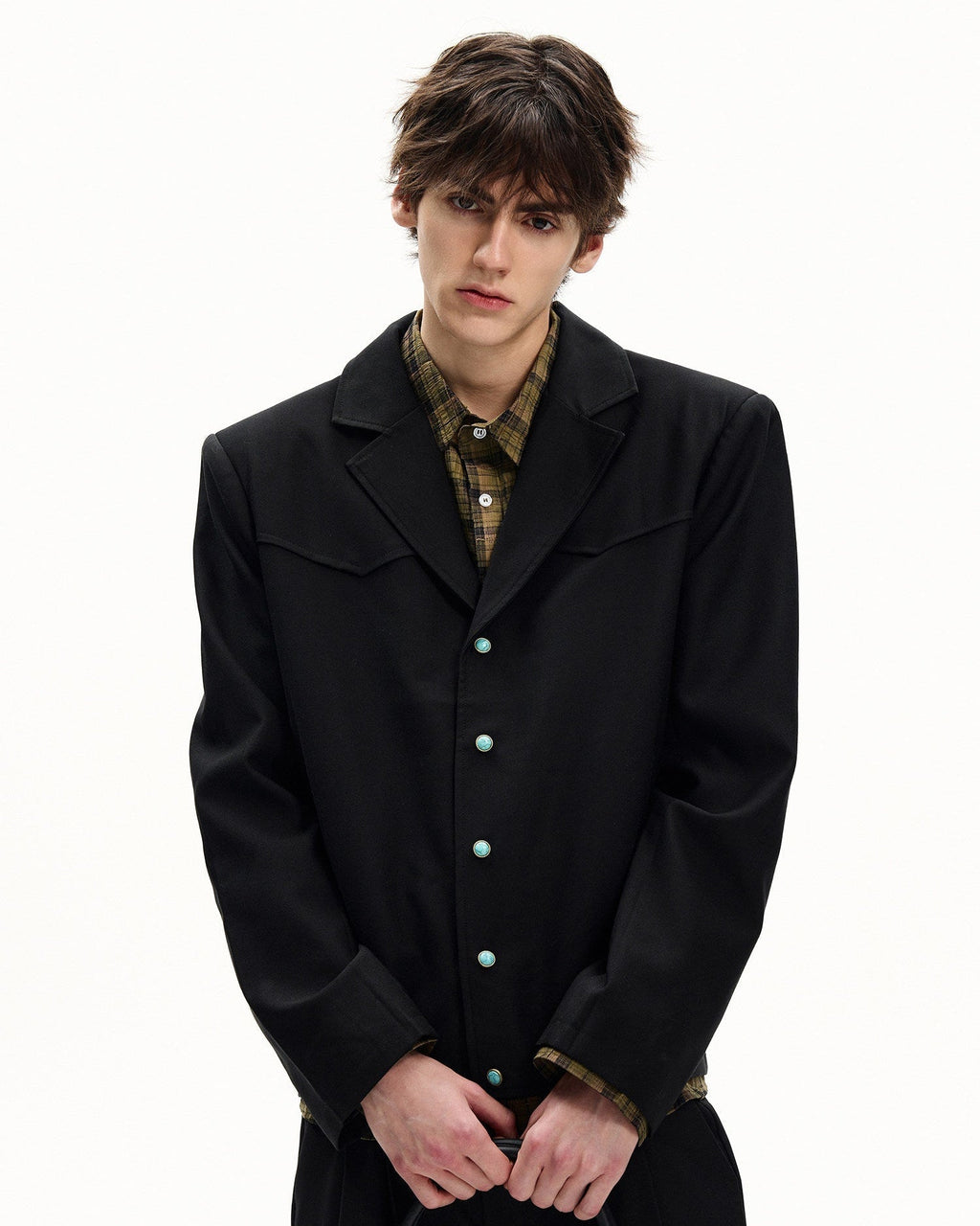 Giubbotto da uomo con Bottoni in Twill di Lana | Haven Loom, immagine 3