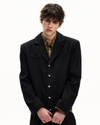 Giubbotto da uomo con Bottoni in Twill di Lana | Haven Loom, immagine 3