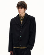 Giubbotto da uomo con Bottoni in Twill di Lana | Haven Loom, immagine 4