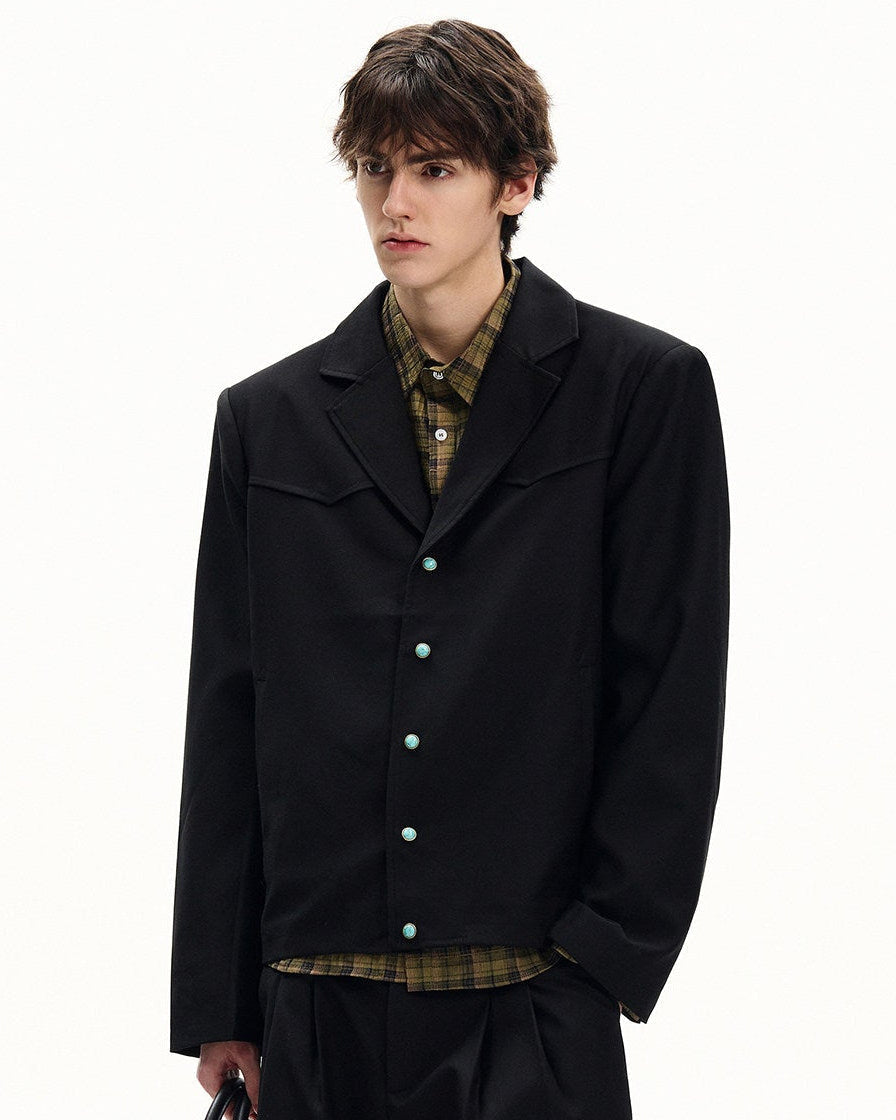 Giubbotto da uomo con Bottoni in Twill di Lana | Haven Loom, immagine 4