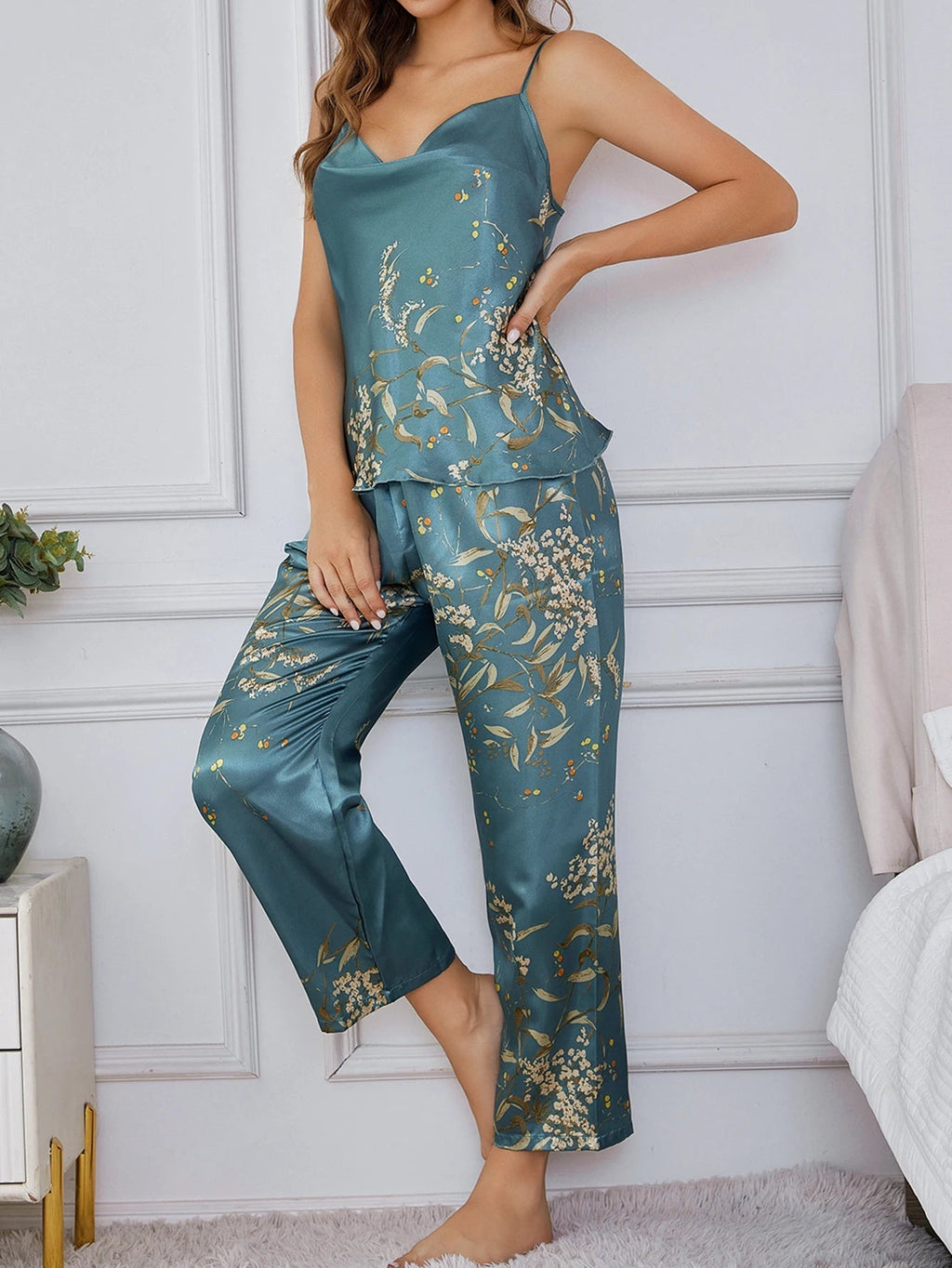 Completo con top e pantaloni stampati, vista 5