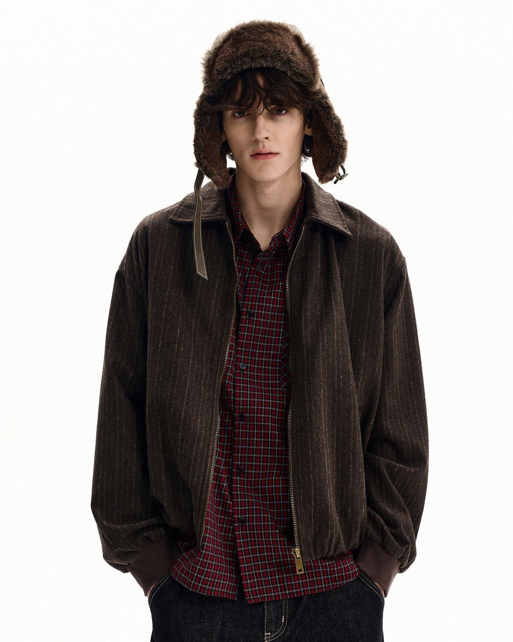 Giubbotto da uomo Gessato con Zip in Misto Lana | Haven Loom, immagine 4
