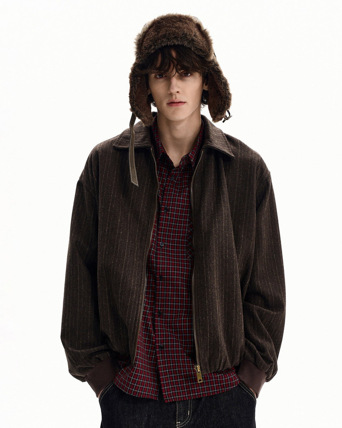Giubbotto da uomo Gessato con Zip in Misto Lana | Haven Loom, immagine 4