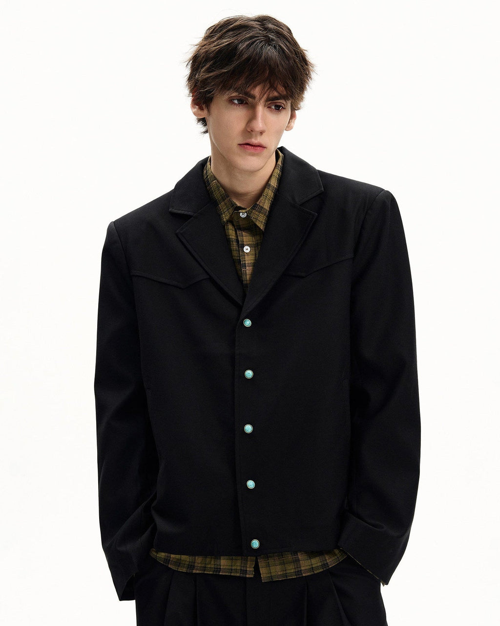 Giubbotto da uomo con Bottoni in Twill di Lana | Haven Loom, immagine 2
