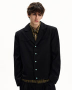 Giubbotto da uomo con Bottoni in Twill di Lana | Haven Loom, immagine 2