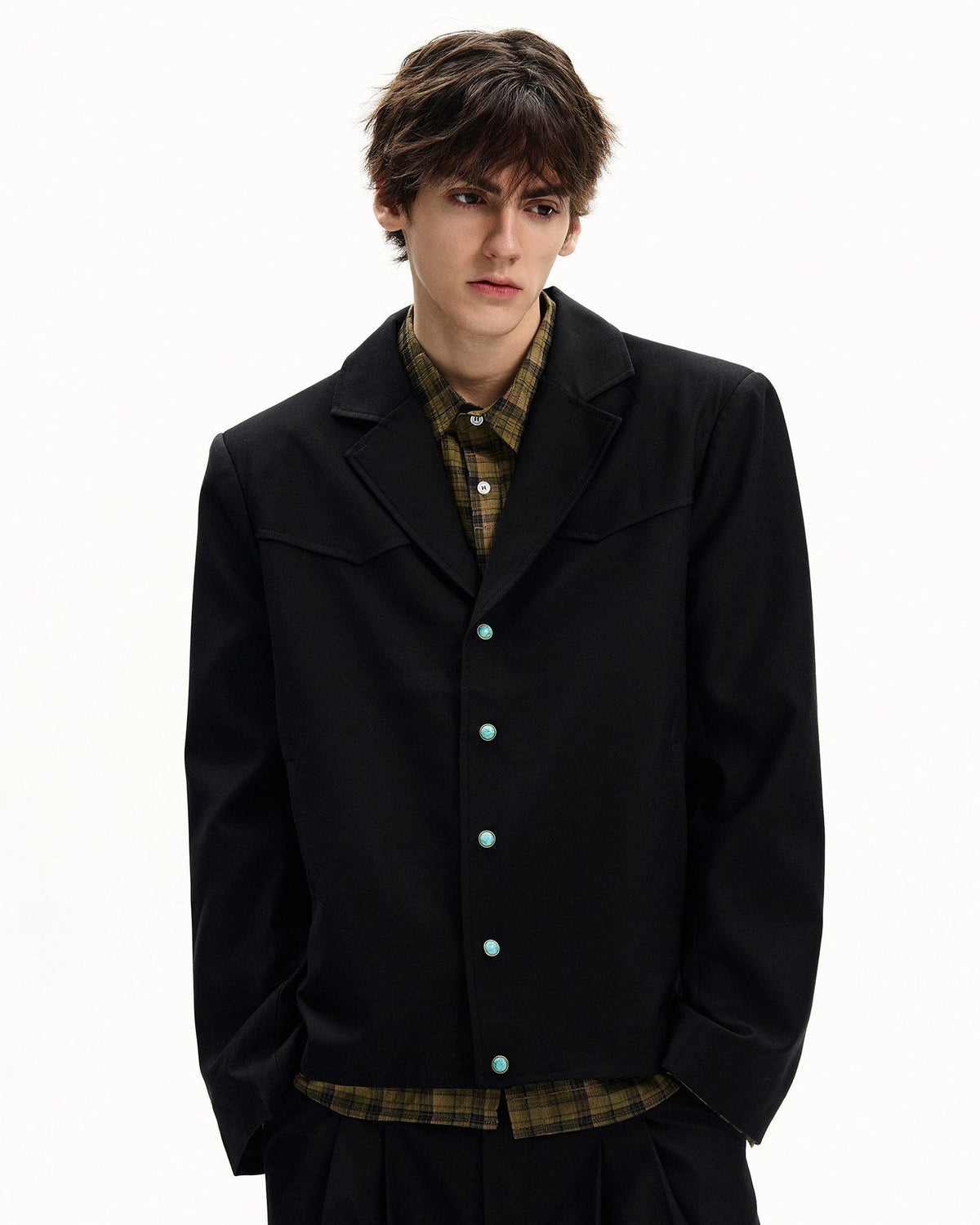 Giubbotto da uomo con Bottoni in Twill di Lana | Haven Loom, immagine 2