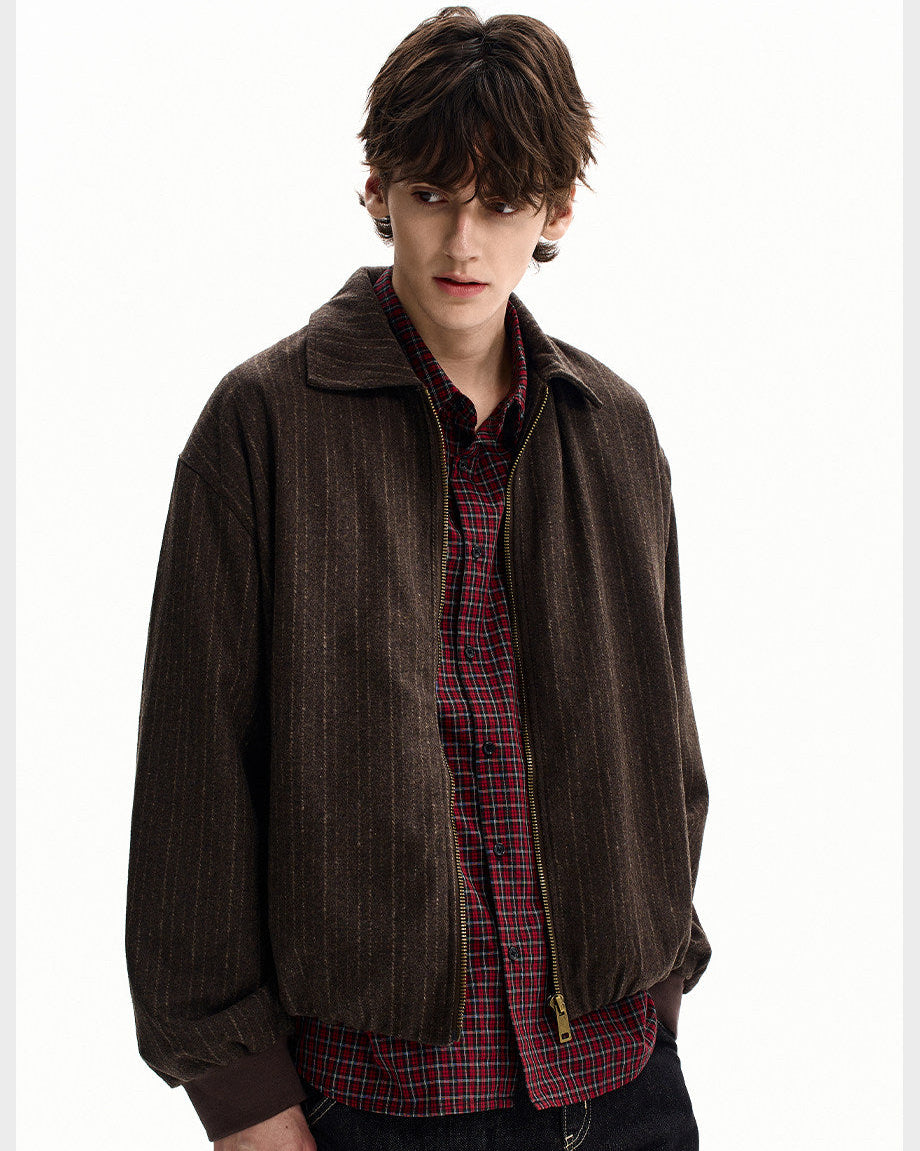 Giubbotto da uomo Gessato con Zip in Misto Lana | Haven Loom, immagine 2