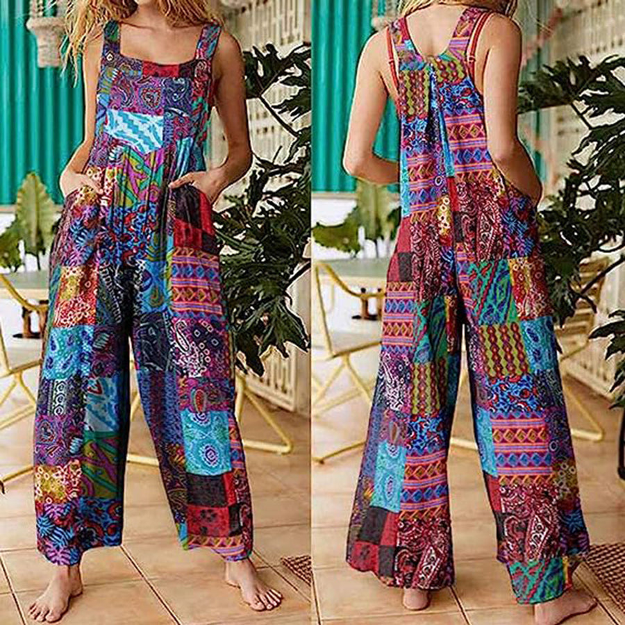 Tuta a spalline con stampa patchwork, vista 3