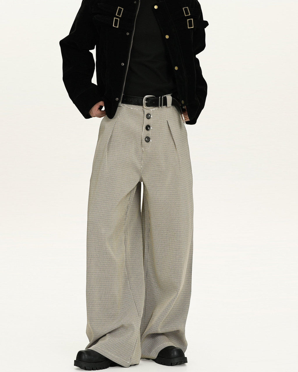 Pantaloni Larghi da uomo a Quadri in Lana | Haven Loom