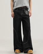 Jeans Larghi da uomo con Cuciture a Contrasto | Haven Loom
