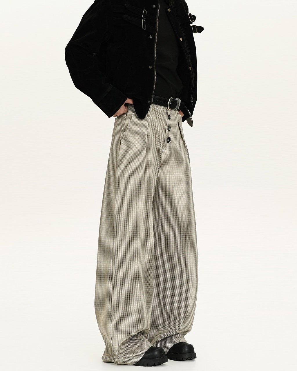 Pantaloni Larghi da uomo a Quadri in Lana | Haven Loom, immagine 2