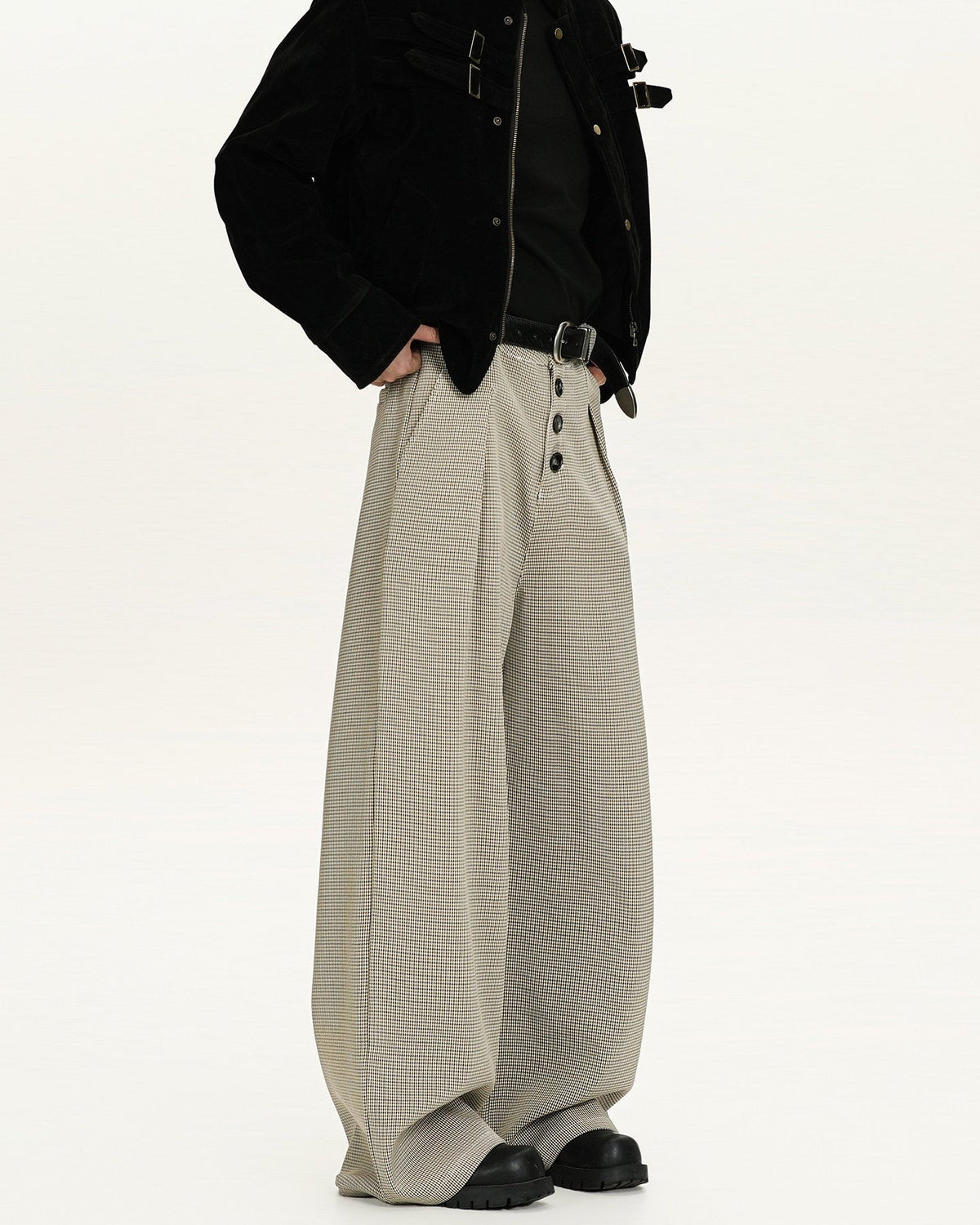 Pantaloni Larghi da uomo a Quadri in Lana | Haven Loom, immagine 2