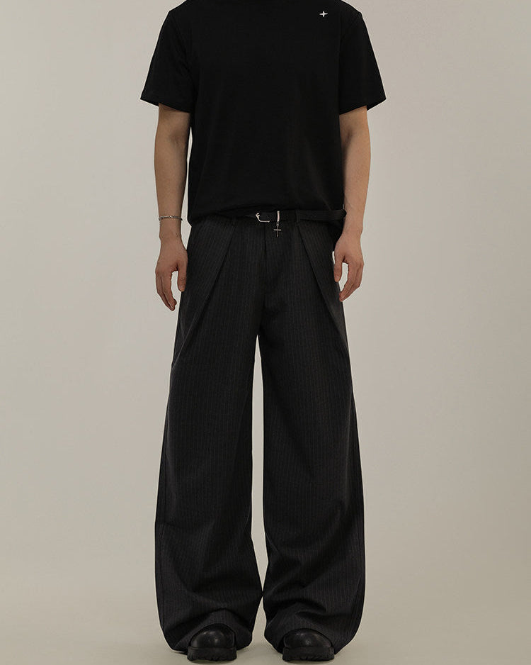 Pantaloni Larghi da uomo Gessati in Misto Lana | Haven Loom, immagine 2