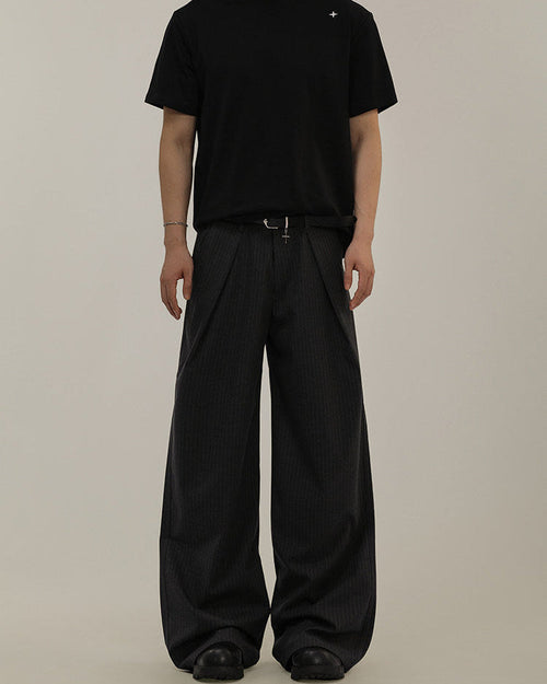 Pantaloni Larghi da uomo Gessati in Misto Lana | Haven Loom, immagine 2