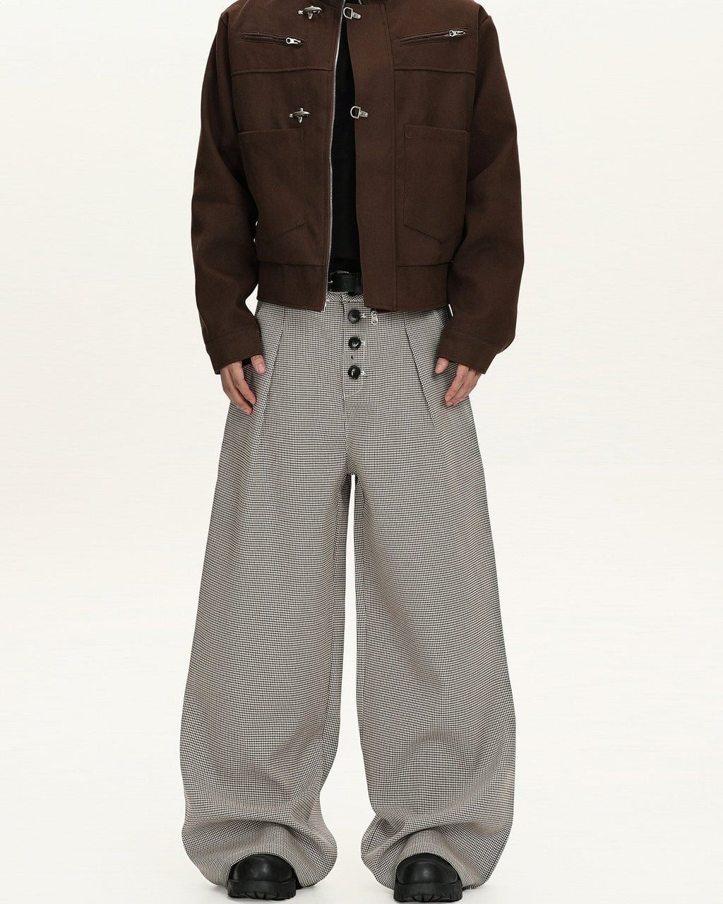 Pantaloni Larghi da uomo a Quadri in Lana | Haven Loom, immagine 4