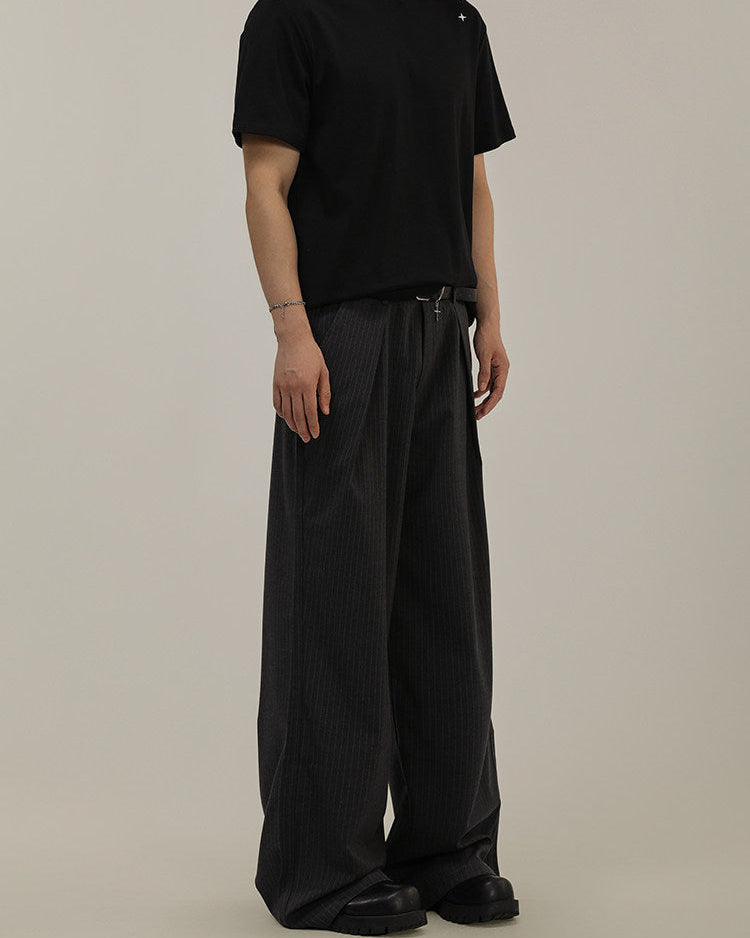 Pantaloni Larghi da uomo Gessati in Misto Lana | Haven Loom, immagine 3