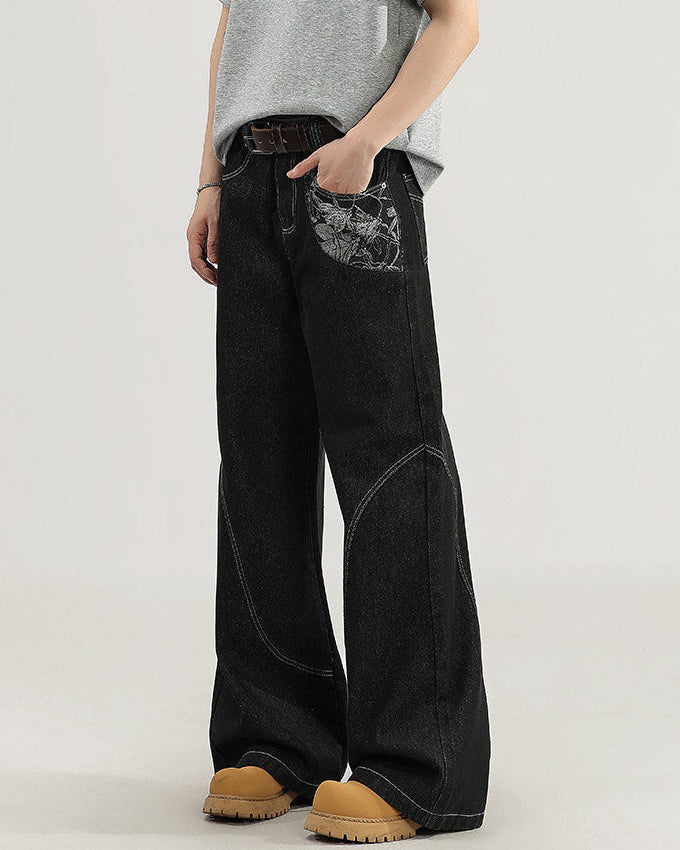 Jeans Larghi da uomo con Cuciture a Contrasto | Haven Loom, immagine 2