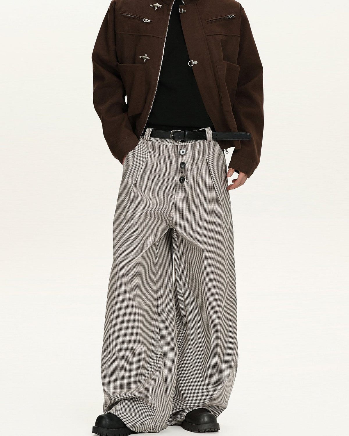 Pantaloni Larghi da uomo a Quadri in Lana | Haven Loom, immagine 5