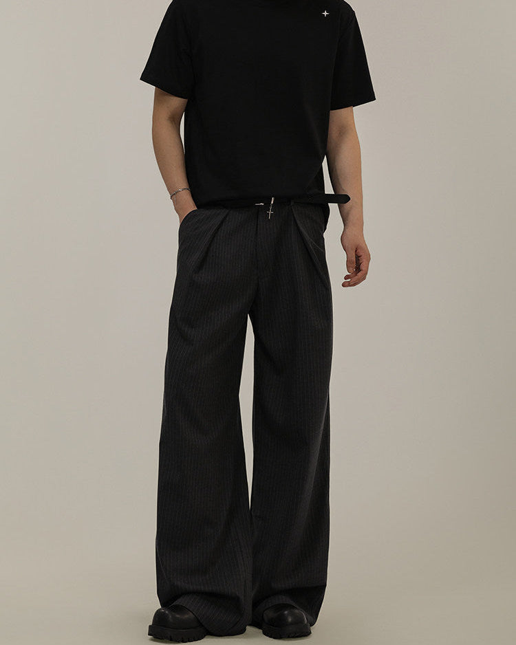 Pantaloni Larghi da uomo Gessati in Misto Lana | Haven Loom