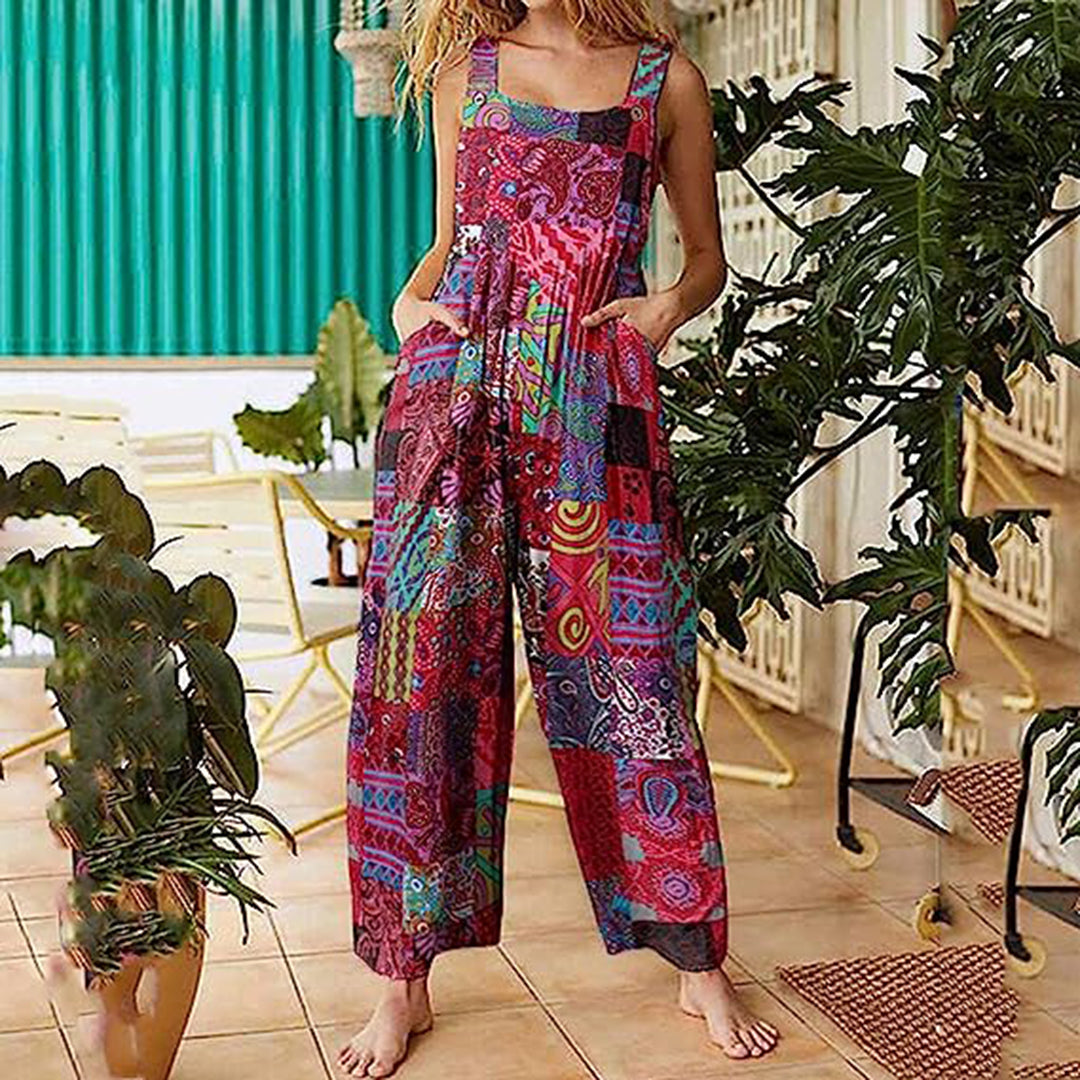 Tuta a spalline con stampa patchwork, vista 1