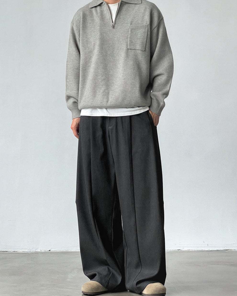 Pantaloni Larghi da uomo con Pinces in Misto Lana | Haven Loom