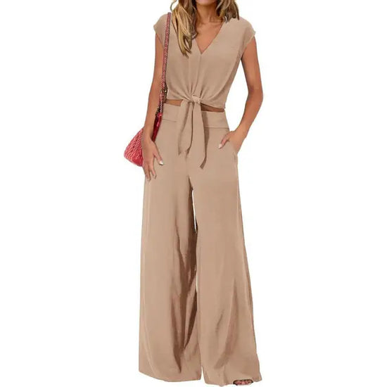 Completo con top annodato e pantaloni, vista 6
