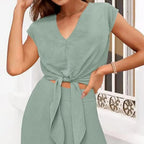 Completo con top annodato e pantaloni, vista 1