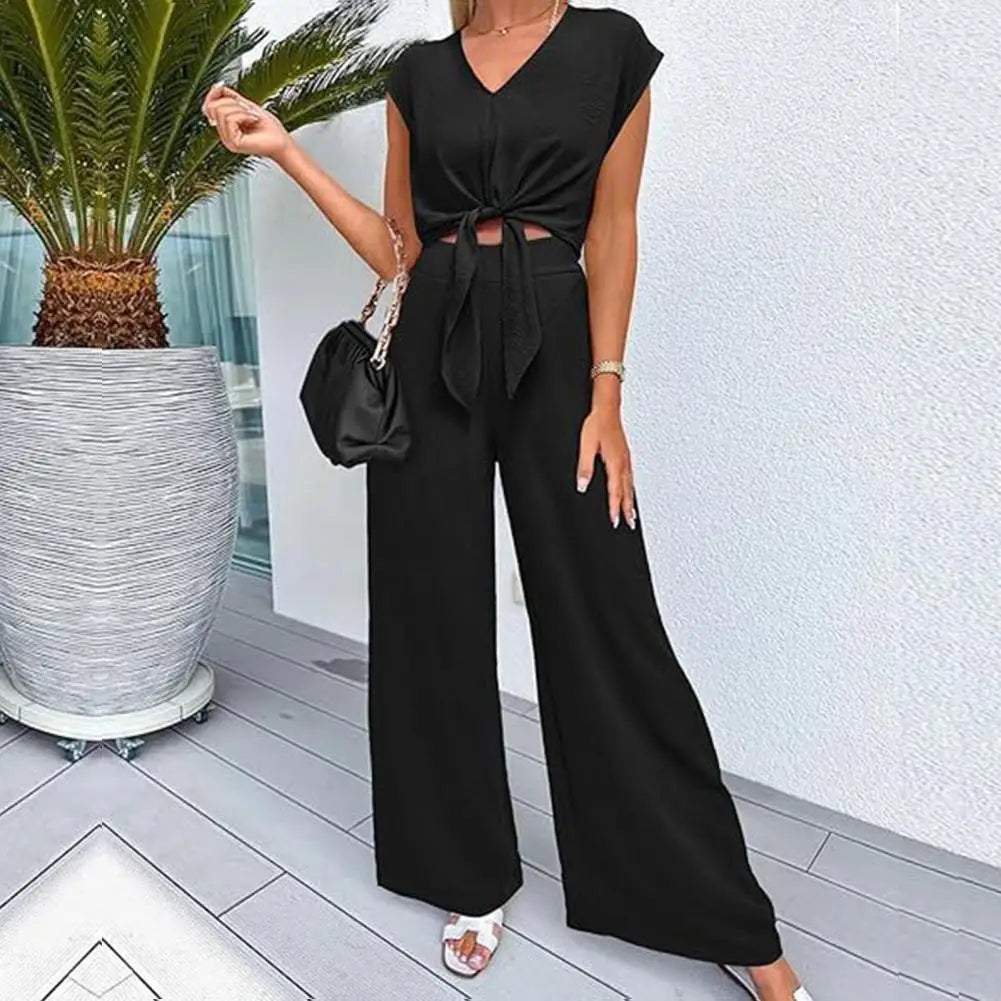 Completo con top annodato e pantaloni, vista 4