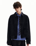 Giacca di Jeans da uomo Nera con Bottoni a Pressione | Haven Loom