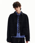 Giacca di Jeans da uomo Nera con Bottoni a Pressione | Haven Loom