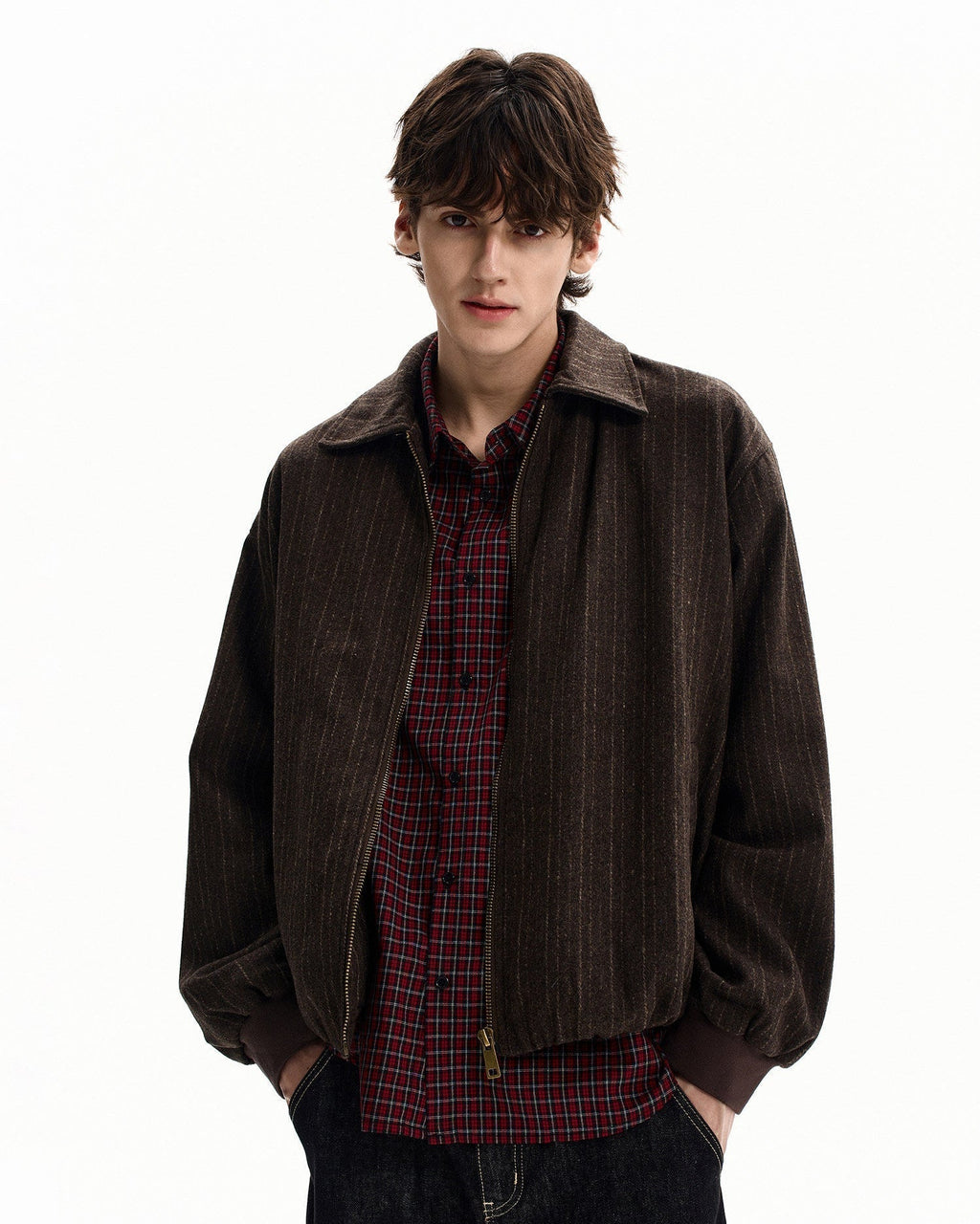 Giubbotto da uomo Gessato con Zip in Misto Lana | Haven Loom
