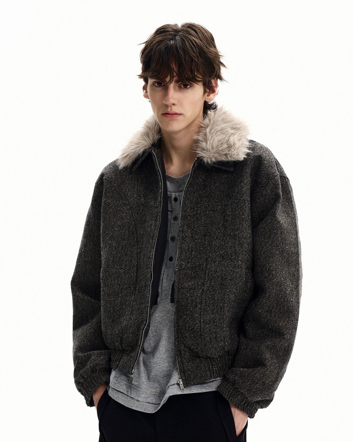 Giubbotto da uomo con Collo in Eco-Pelliccia | Haven Loom, immagine 2