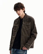Field Jacket da uomo con Zip in Cotone Washed | Haven Loom, immagine 4
