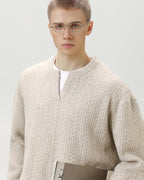 Maglione da uomo a Trecce Scollo a V in Lana | Haven Loom, immagine 2