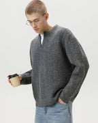 Maglione da uomo a Trecce Scollo a V in Lana | Haven Loom, immagine 5