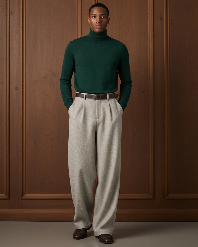 Pantaloni Larghi da uomo in Misto Lana | Haven Loom, immagine 4