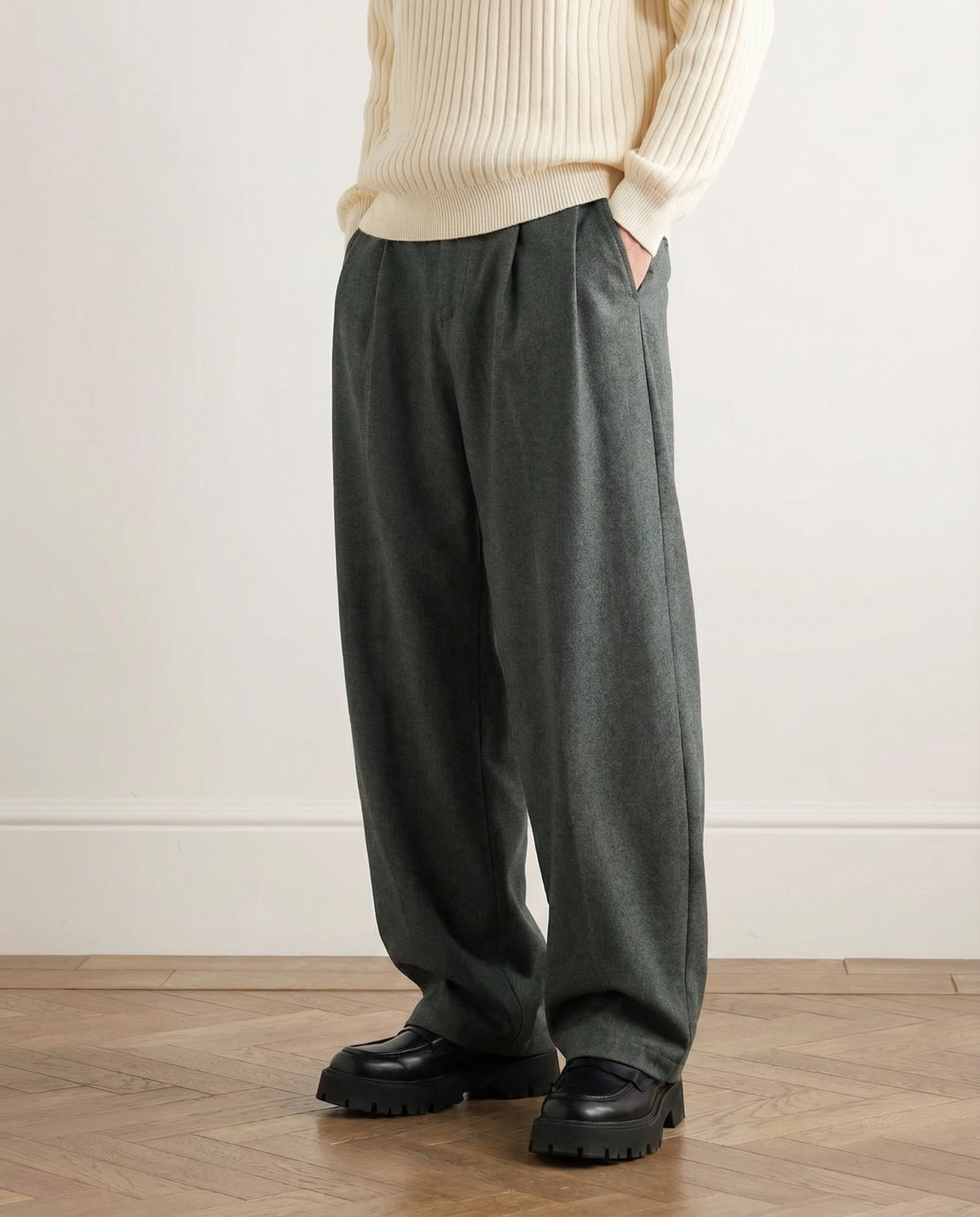 Pantaloni Larghi da uomo in Misto Lana e Cotone | Haven Loom, immagine 9