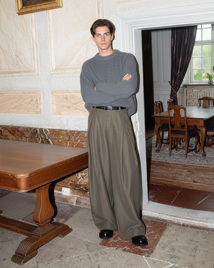 Pantaloni Larghi da uomo con Pinces Taglio Fluido | Haven Loom, immagine 4