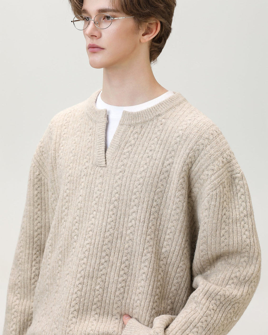 Maglione da uomo con Collo Aperto in Maglia | Haven Loom, immagine 5