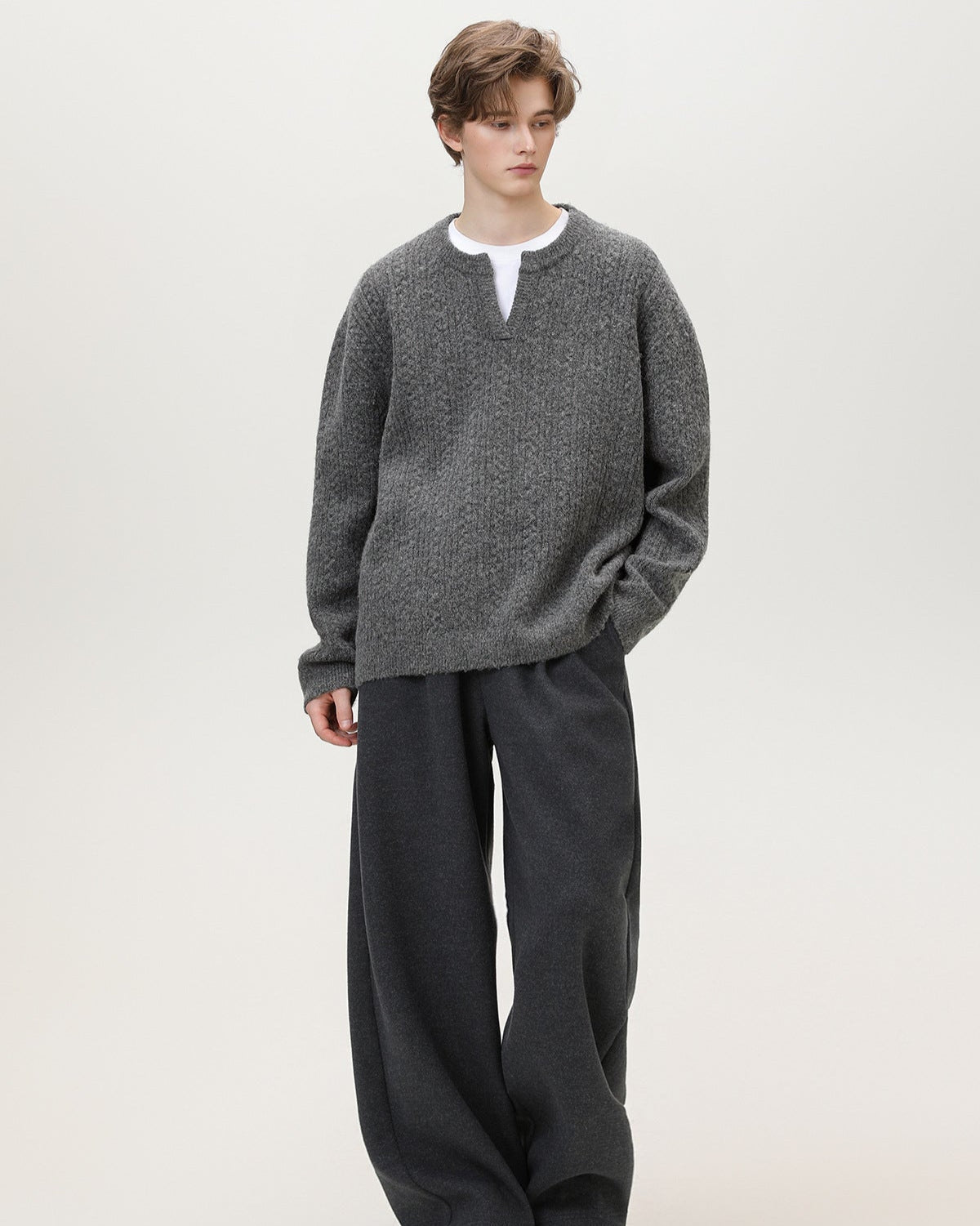 Maglione da uomo con Collo Aperto in Maglia | Haven Loom, immagine 3