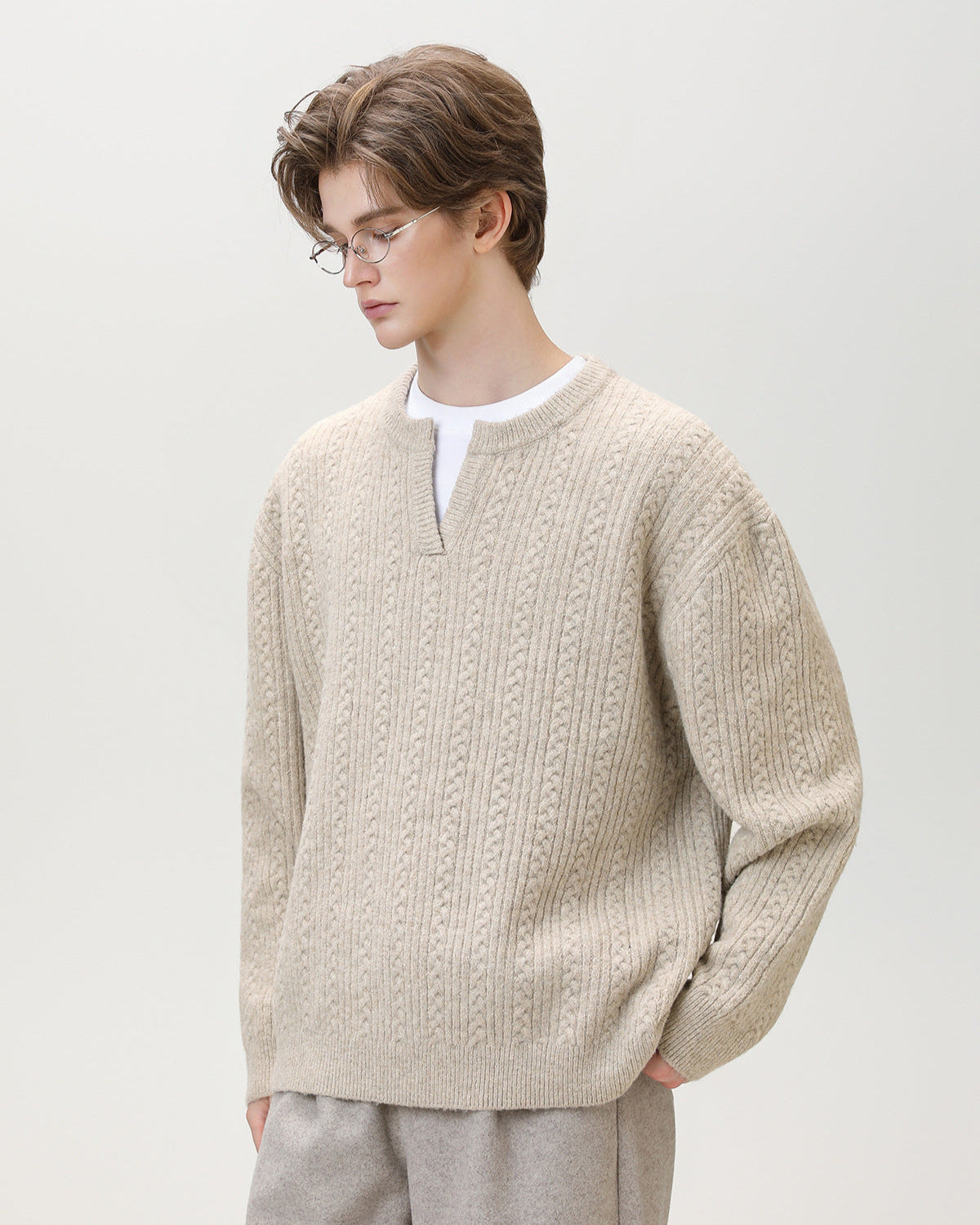 Maglione da uomo con Collo Aperto in Maglia | Haven Loom, immagine 7