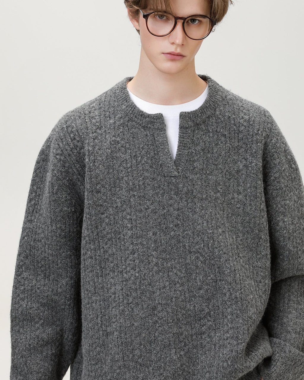 Maglione da uomo con Collo Aperto in Maglia | Haven Loom, immagine 2