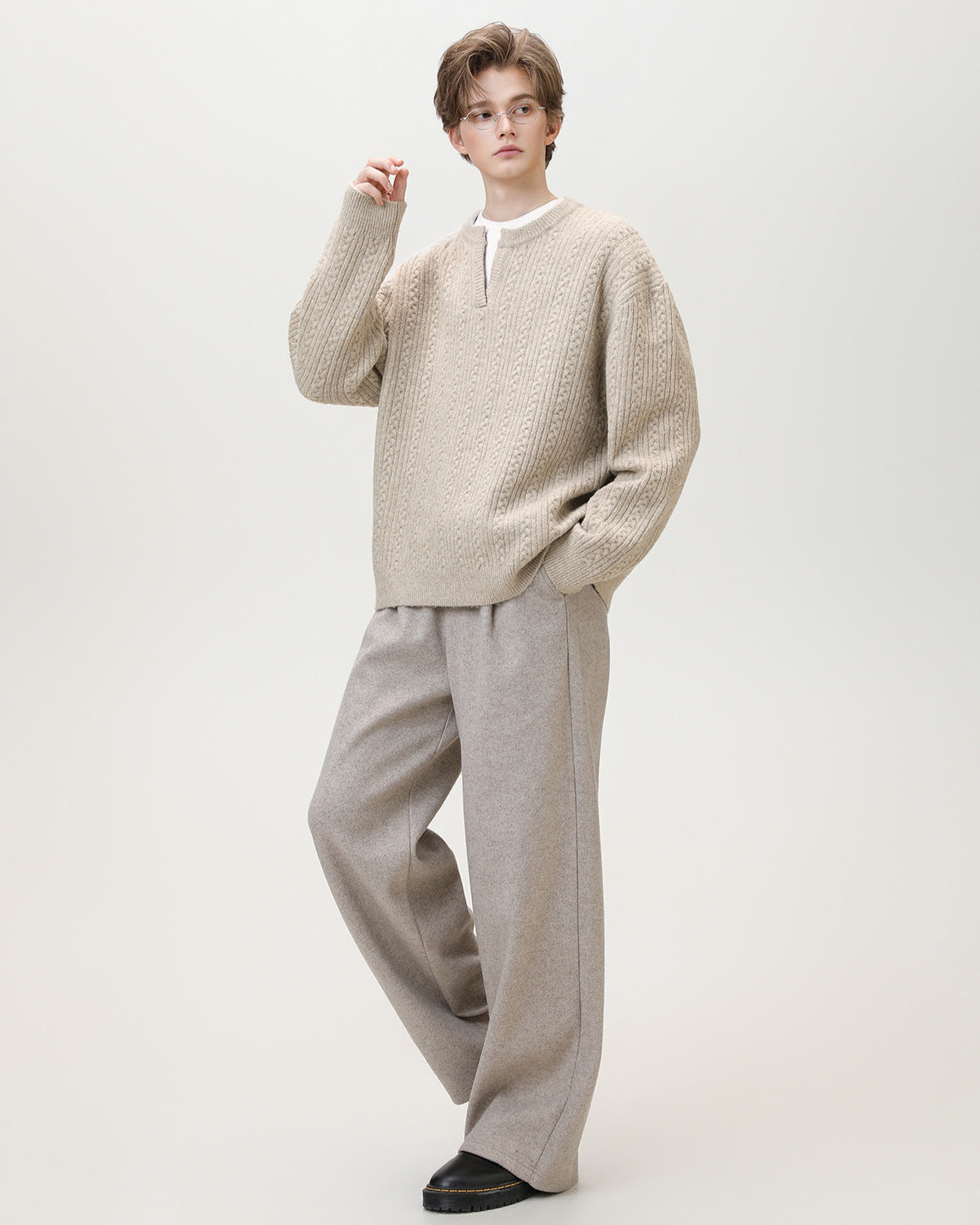Maglione da uomo con Collo Aperto in Maglia | Haven Loom, immagine 6