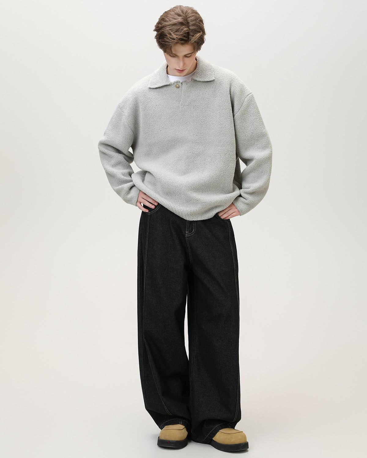 Maglione da uomo Serafino Oversize in Misto Lana | Haven Loom, immagine 2