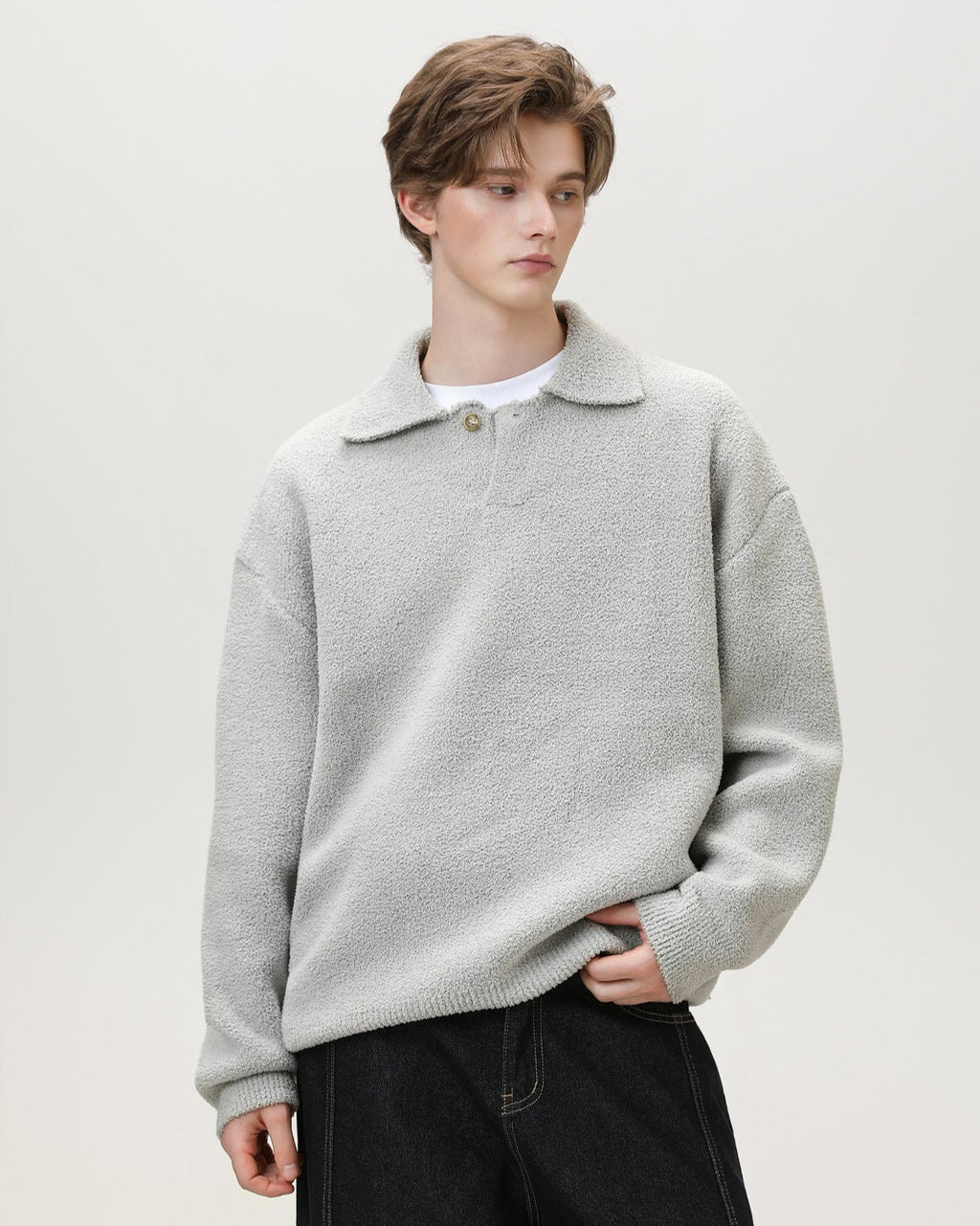 Maglione da uomo Serafino Oversize in Misto Lana | Haven Loom