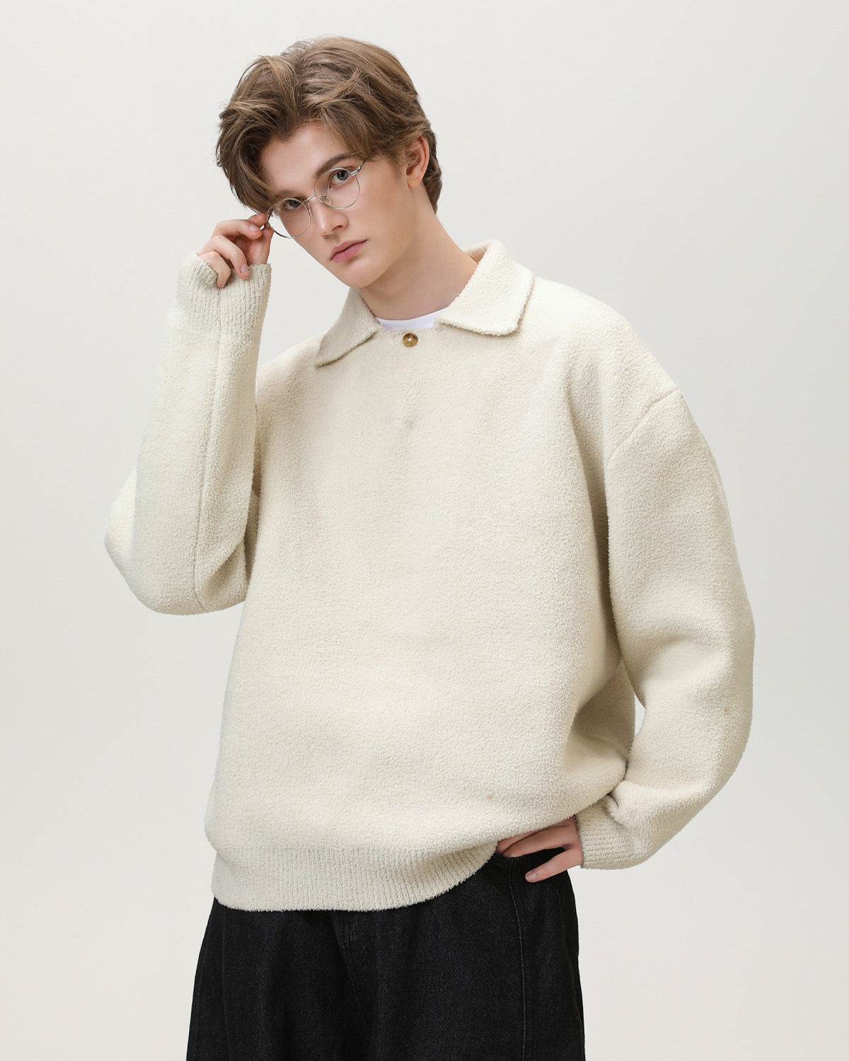 Maglione da uomo Serafino Oversize in Misto Lana | Haven Loom, immagine 8